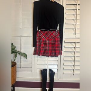 Vintage red plaid Royal Bones mini skirt